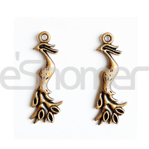 خرج کار برنزی آویزی طاووس kkb1005 بسته 2 عددی
